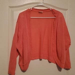 Coral light knit shrug